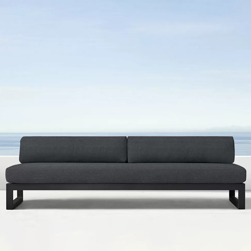 Modern & Contemporary Outdoor Loveseat Fabric Cushion Black Gray Water Resistant