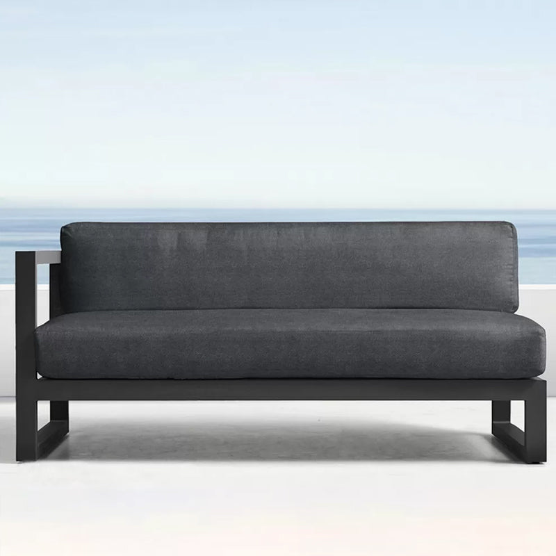 Modern & Contemporary Outdoor Loveseat Fabric Cushion Black Gray Water Resistant