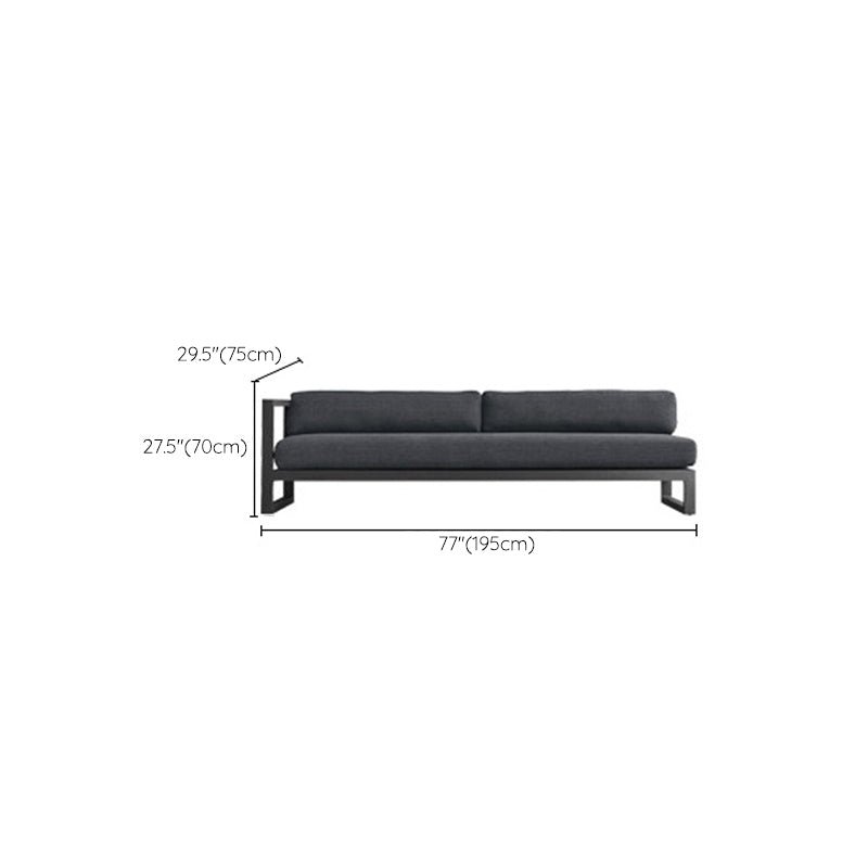 Modern & Contemporary Outdoor Loveseat Fabric Cushion Black Gray Water Resistant