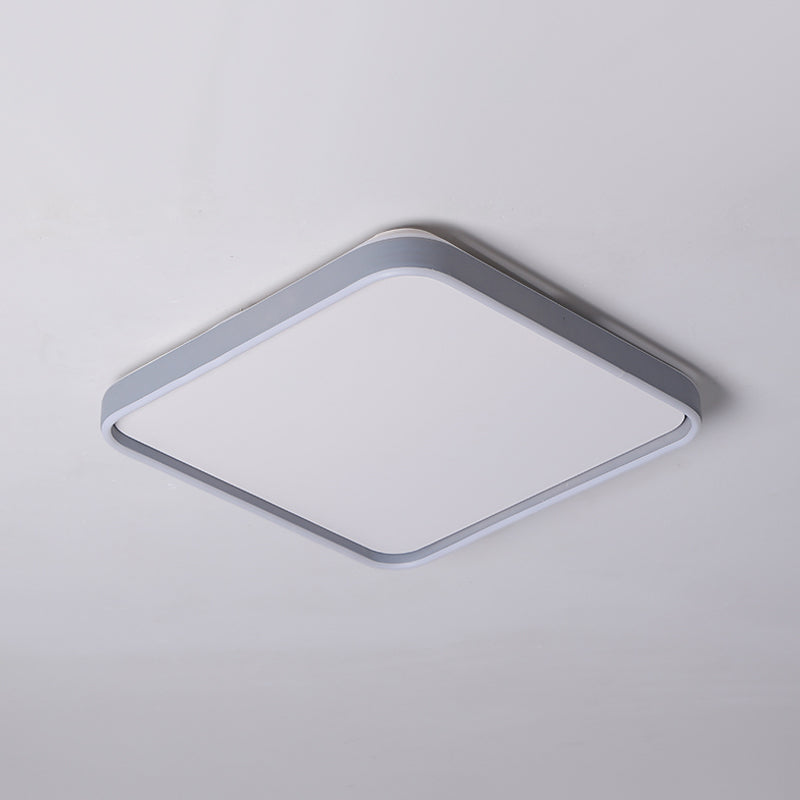 Lámpara empotrada LED cuadrada de acrílico, sencilla, de 16"/19,5" de ancho, montada en el techo, en color gris, blanco/luz cálida