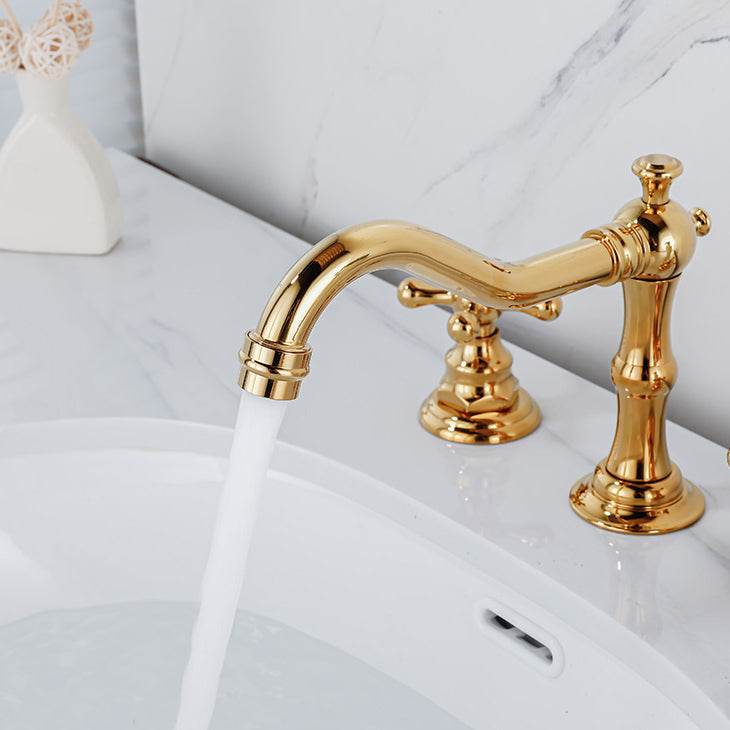 Industrial Wide Spread Bathroom Faucet 2 Cross Handles Lavatory Faucet