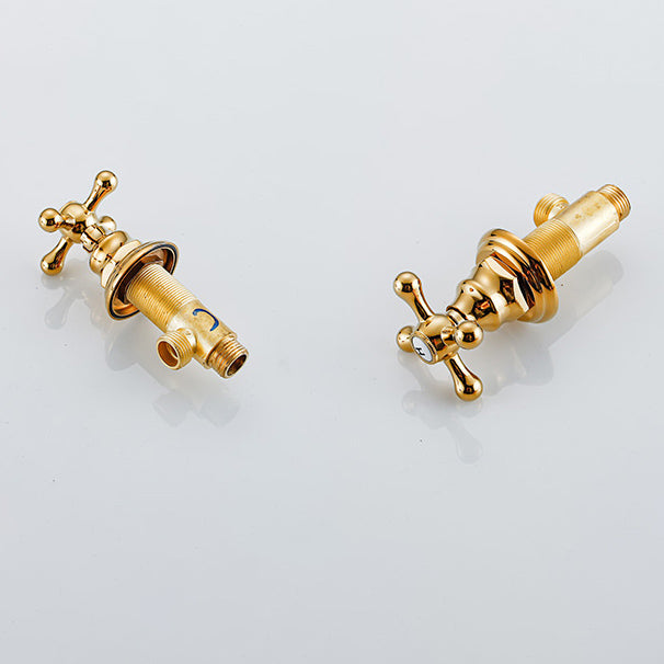 Industrial Wide Spread Bathroom Faucet 2 Cross Handles Lavatory Faucet