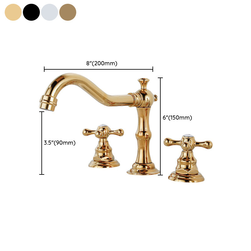 Industrial Wide Spread Bathroom Faucet 2 Cross Handles Lavatory Faucet