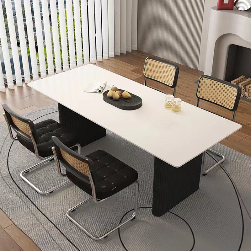 Rectangle Dining Table with Black Frame Modern Dinette Table for Kitchen