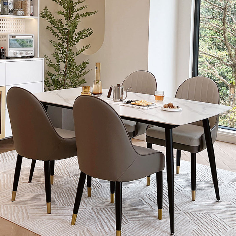 4 Legs Dining Table White Sintered Stone Dining Table for Kitchen