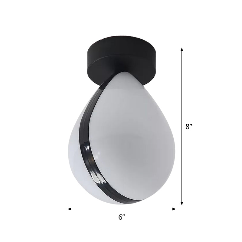 Waterdrop Acrylic Flush Light Fixture Simple LED White-Black Flush Mount Ceiling Lamp in Warm/White Light for Corridor