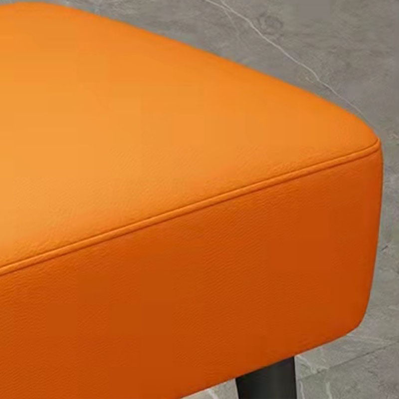 Square Glam Ottoman Water Resistant Pure Color Genuine Leather Cube Ottoman