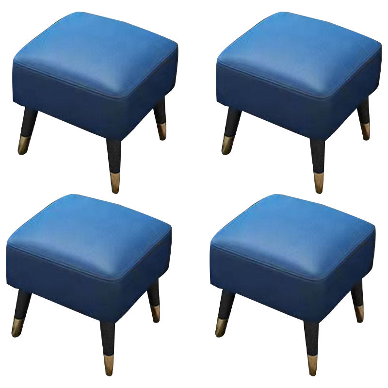 Square Glam Ottoman Water Resistant Pure Color Genuine Leather Cube Ottoman