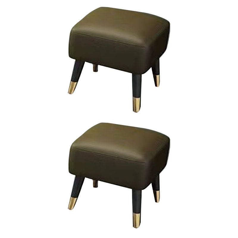 Square Glam Ottoman Water Resistant Pure Color Genuine Leather Cube Ottoman