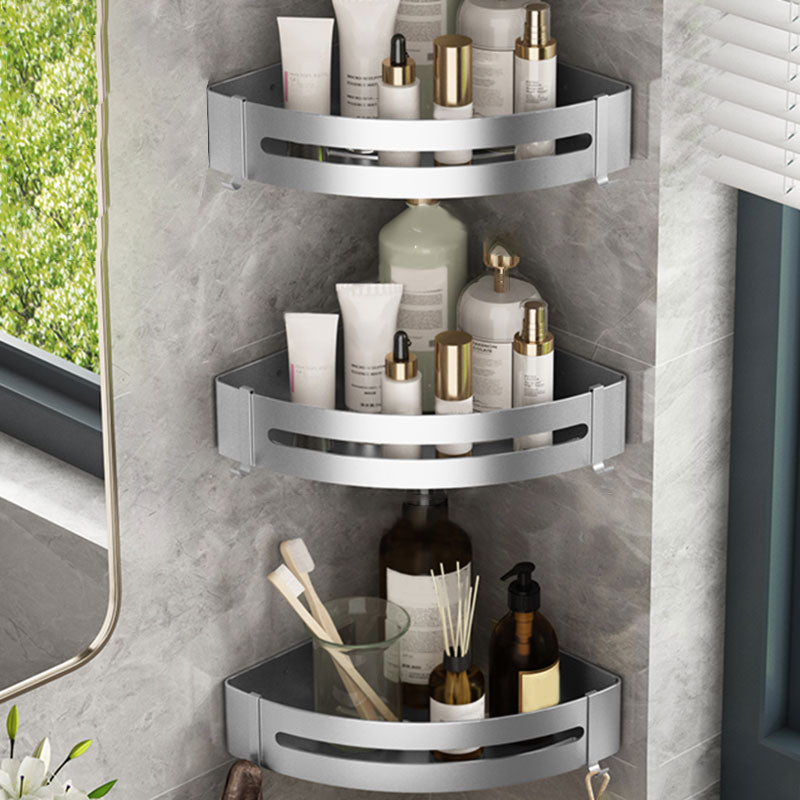 Metal Silver Bathroom Accessory Set Modern 1/2/3 - Piece Bath Shelf Anti-rust