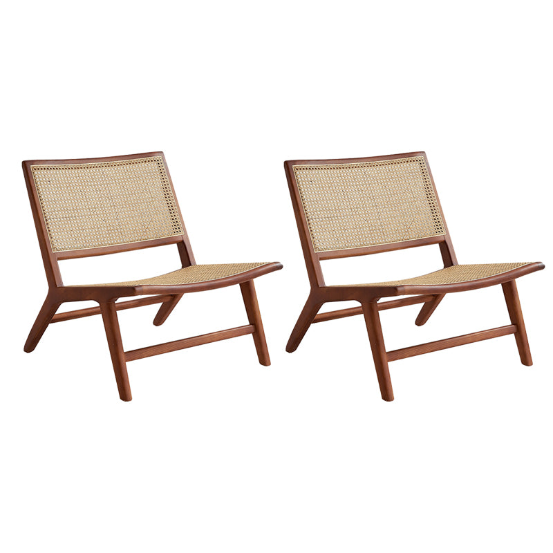 Solid Wood Armless Chair Woven Back Lounge Chair for Living Room