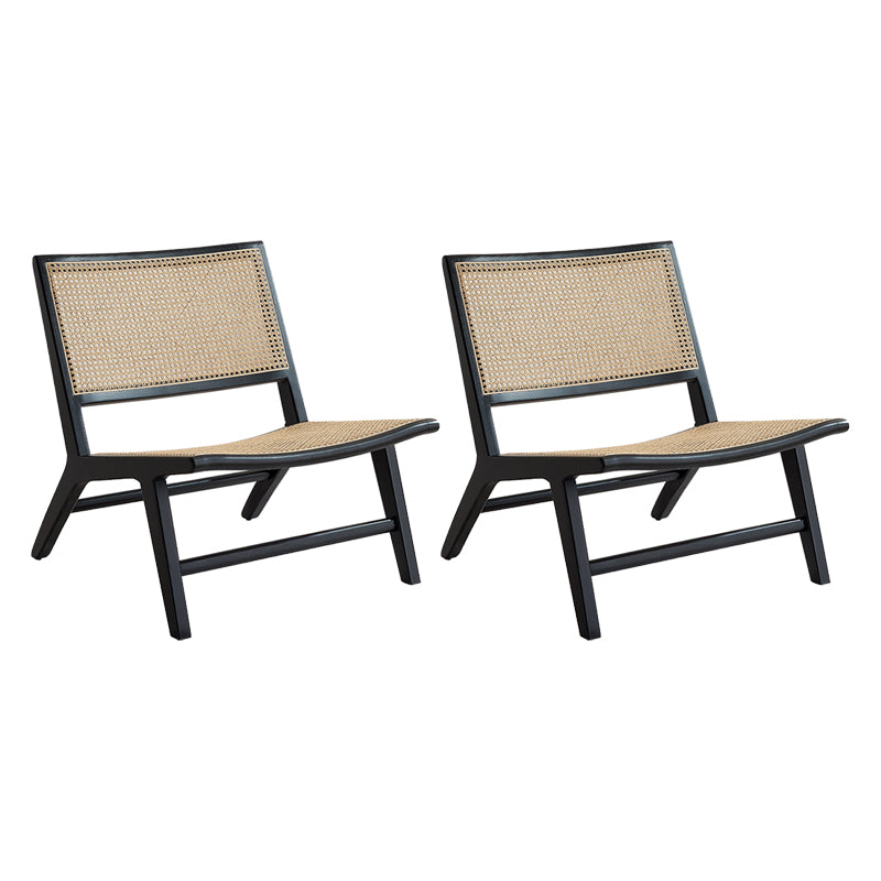 Solid Wood Armless Chair Woven Back Lounge Chair for Living Room