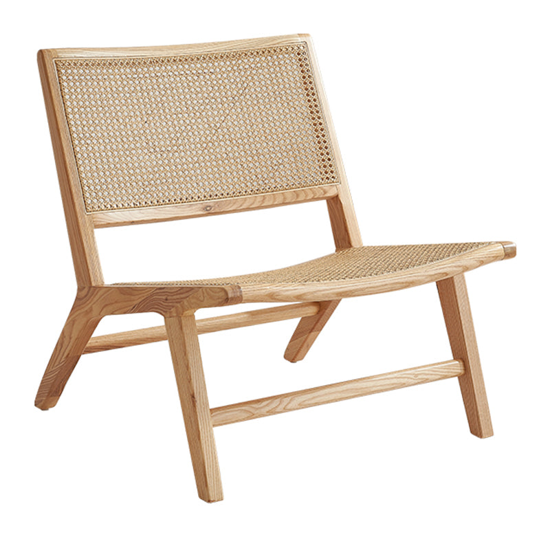 Solid Wood Armless Chair Woven Back Lounge Chair for Living Room