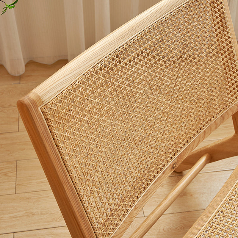 Solid Wood Armless Chair Woven Back Lounge Chair for Living Room
