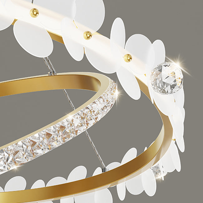 Modern Crystal Flush Mount Circle Shape Ceiling Light with Plastic Shade for Living Room