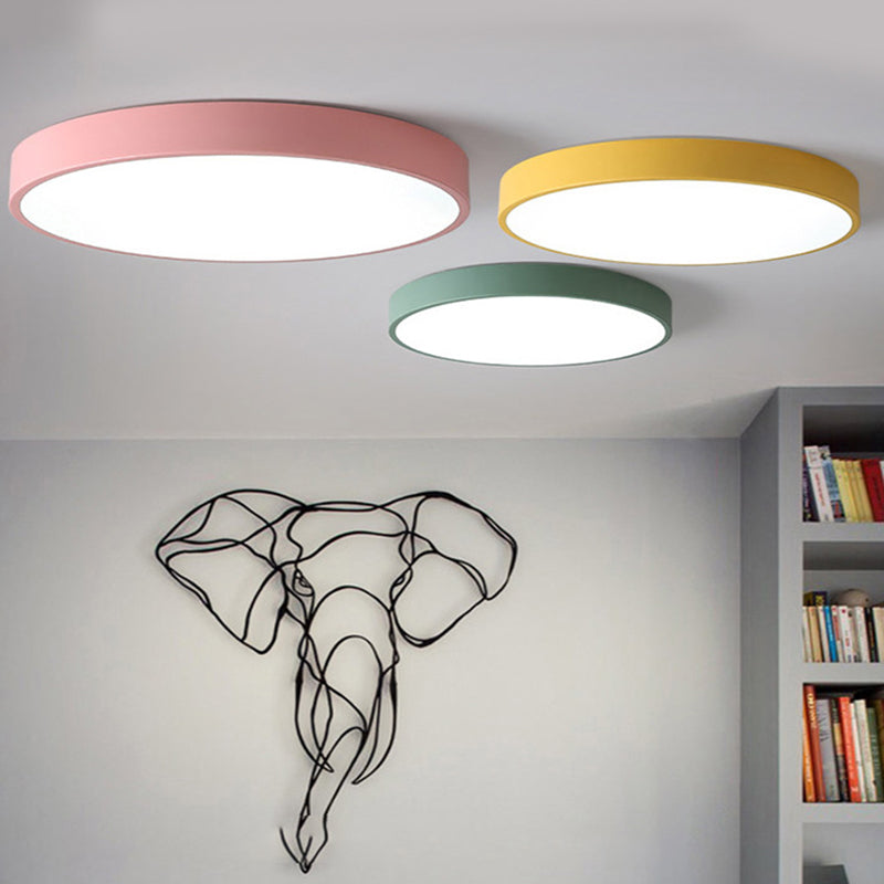 Drum Flush Mount Fixture Simplicity Metal 1 Light Flush Light