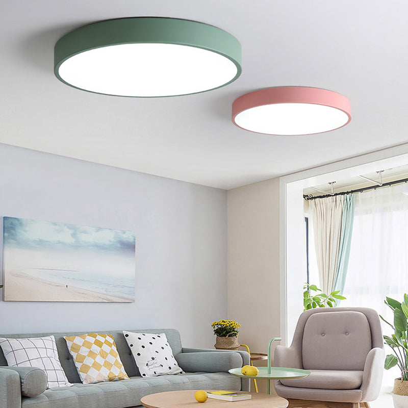 Drum Flush Mount Fixture Simplicity Metal 1 Light Flush Light