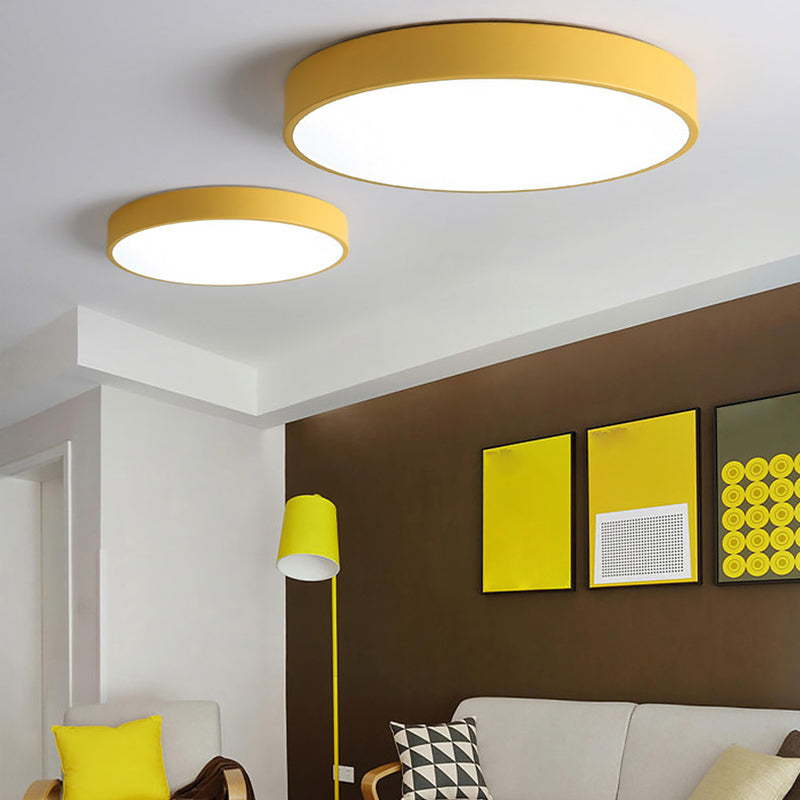 Drum Flush Mount Fixture Simplicity Metal 1 Light Flush Light