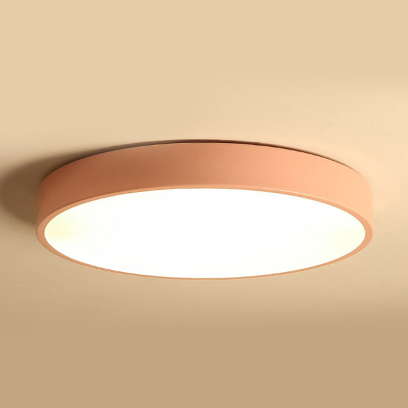 Drum Flush Mount Fixture Simplicity Metal 1 Light Flush Light