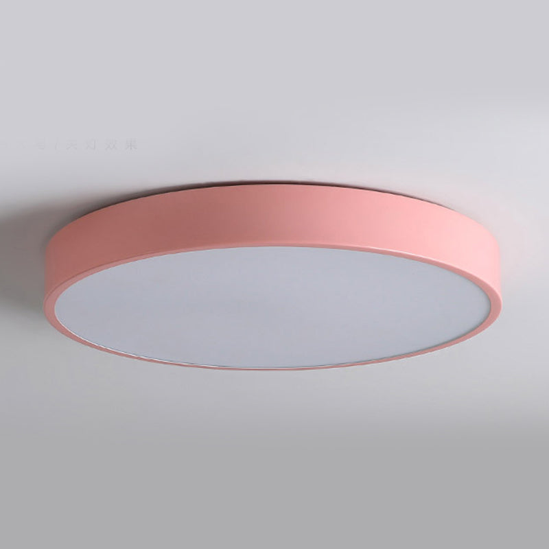 Drum Flush Mount Fixture Simplicity Metal 1 Light Flush Light