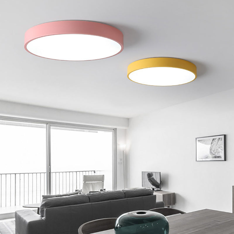 Drum Flush Mount Fixture Simplicity Metal 1 Light Flush Light