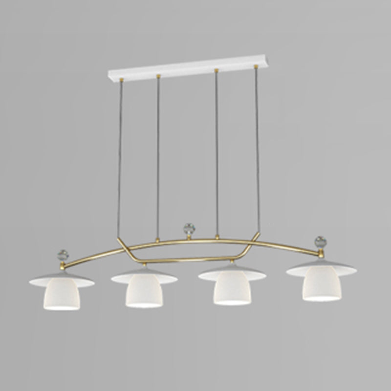 Modern Metal Pendant Light Dome Shape Island Light with Glass Shade for Living Room