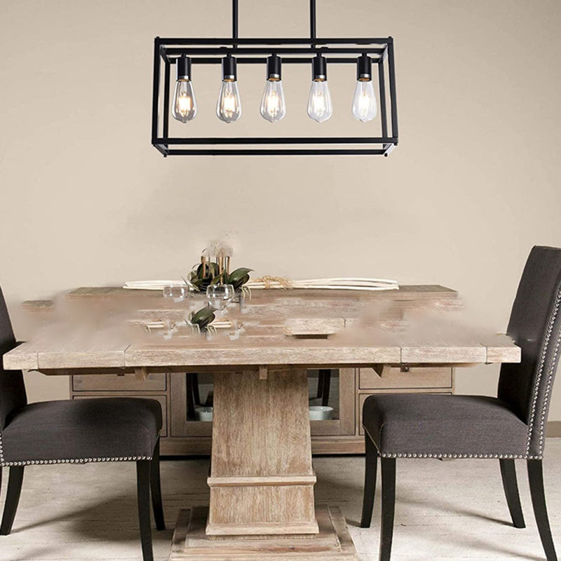 Industrial Pendant Light Rectangle Shape Island Light with Metal Shade for Living Room