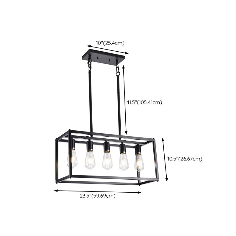 Industrial Pendant Light Rectangle Shape Island Light with Metal Shade for Living Room