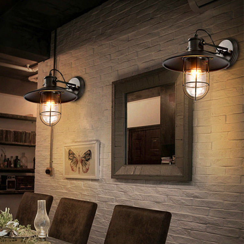 Industrial Style Iron Vanity Light Cone Shape Vanity Lamp in Black