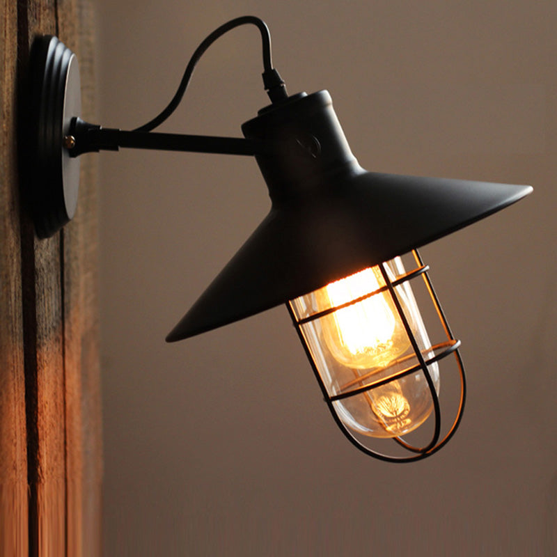 Industrial Style Iron Vanity Light Cone Shape Vanity Lamp in Black