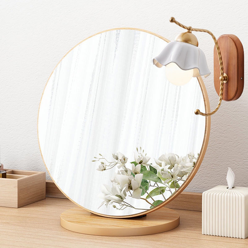 Modern Simple 1-Light Vanity Lamp Wooden Base Vanity Light in White