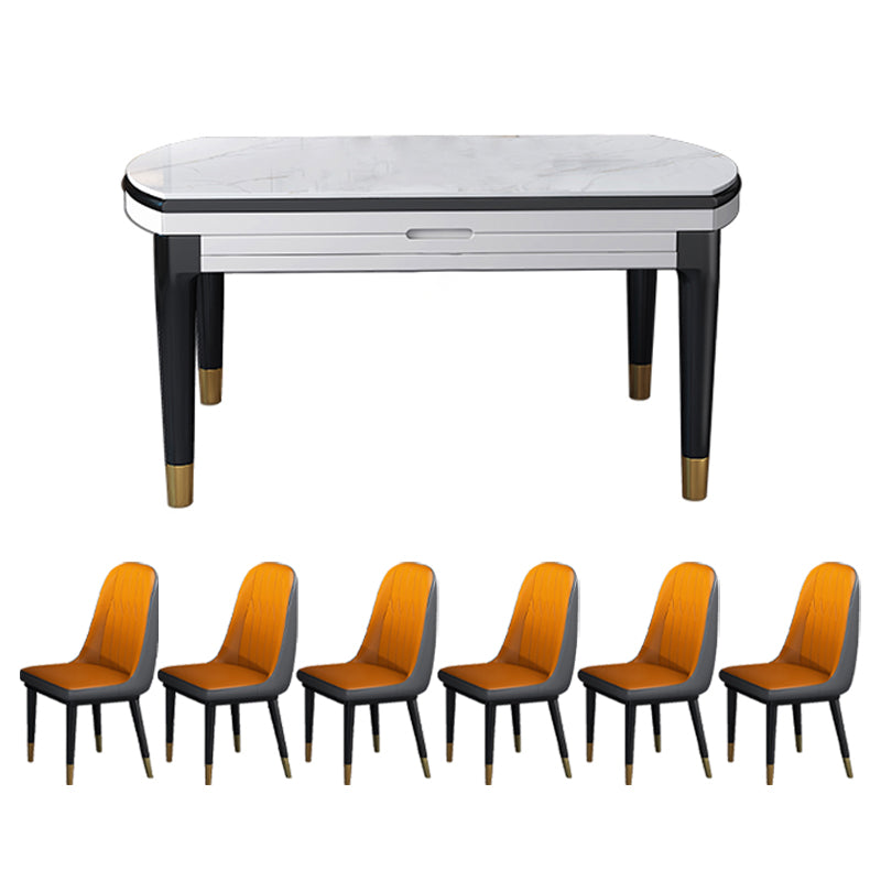 Modern Style Stone Furniture 5/7/9 Pcs 4 Legs Table with Armless Chair