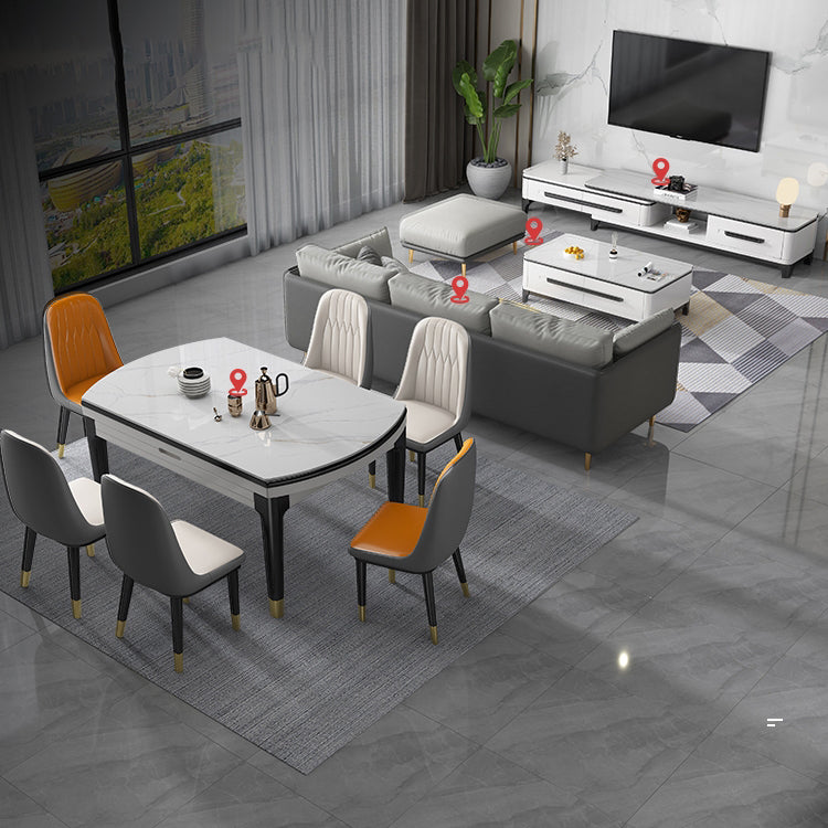 Modern Style Stone Furniture 5/7/9 Pcs 4 Legs Table with Armless Chair