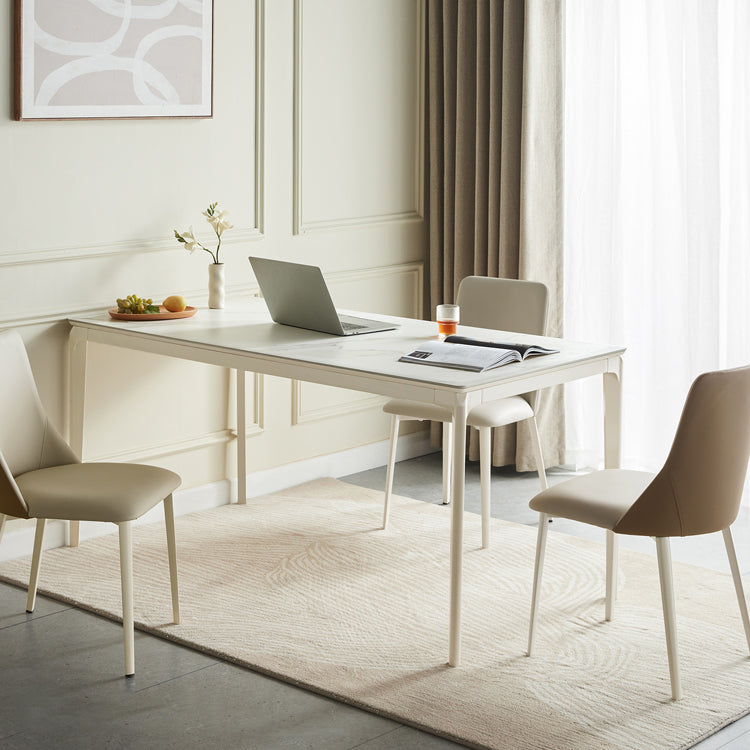 Modern Style Stone Furniture 5/7 Pcs White Rectangle Dinette Table with Dining Chair