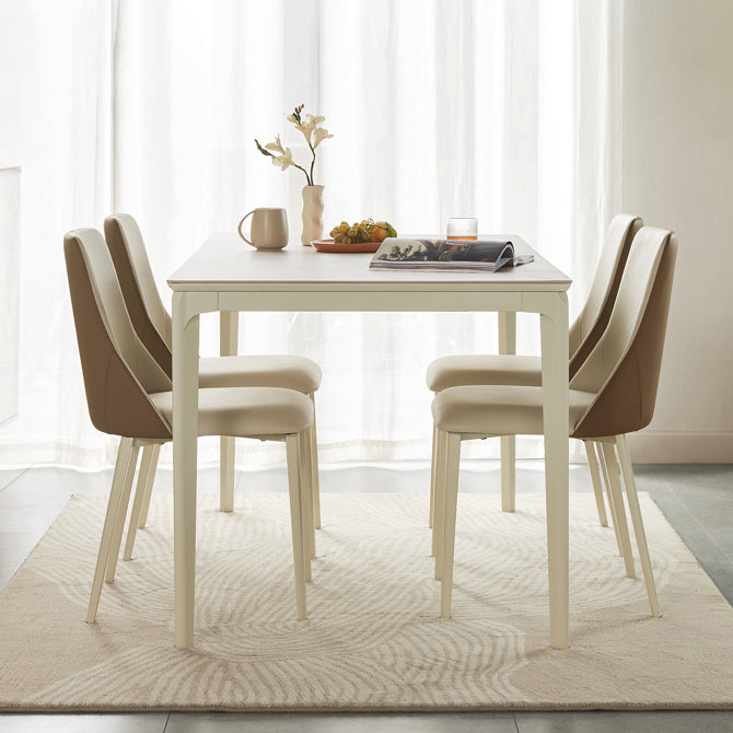 Modern Style Stone Furniture 5/7 Pcs White Rectangle Dinette Table with Dining Chair
