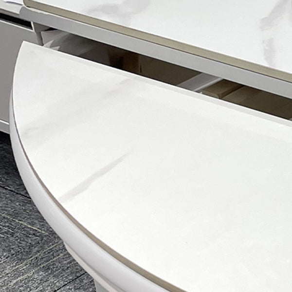 White Stone Dining Set for Kitchen 1/7 Pieces Modern Foldable Dining Table Set