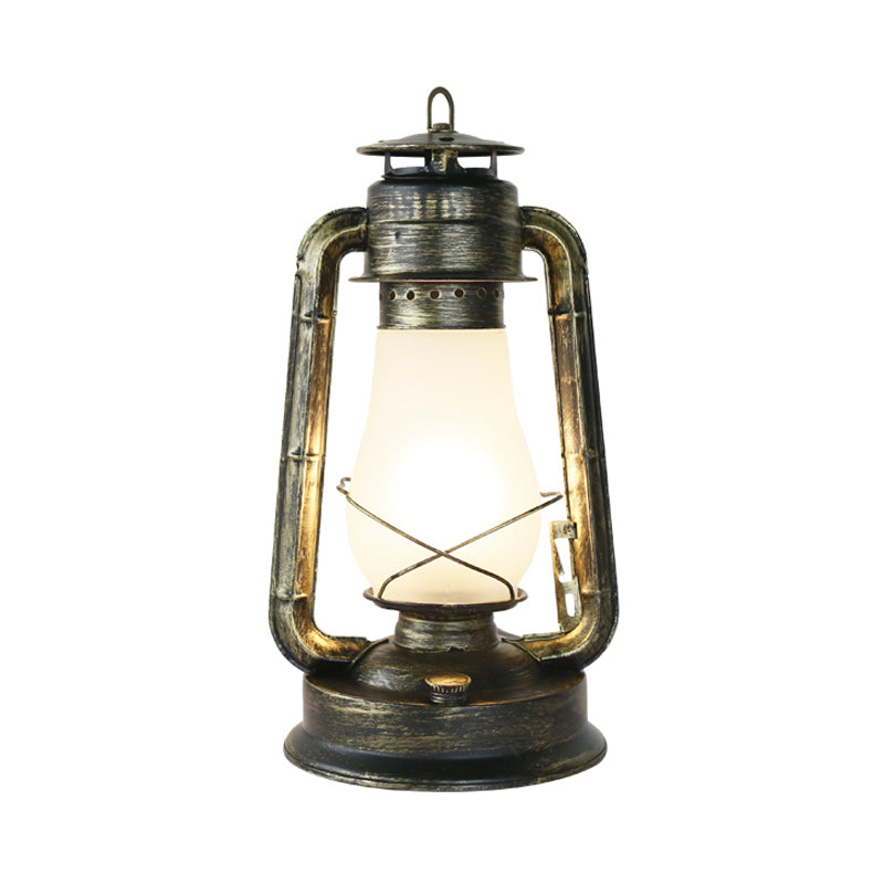 Lampada da tavolo da letto cherosene Stile costiero vetro opale 1 luci di ottone Finitura in metallo illuminazione da scrivania in metallo