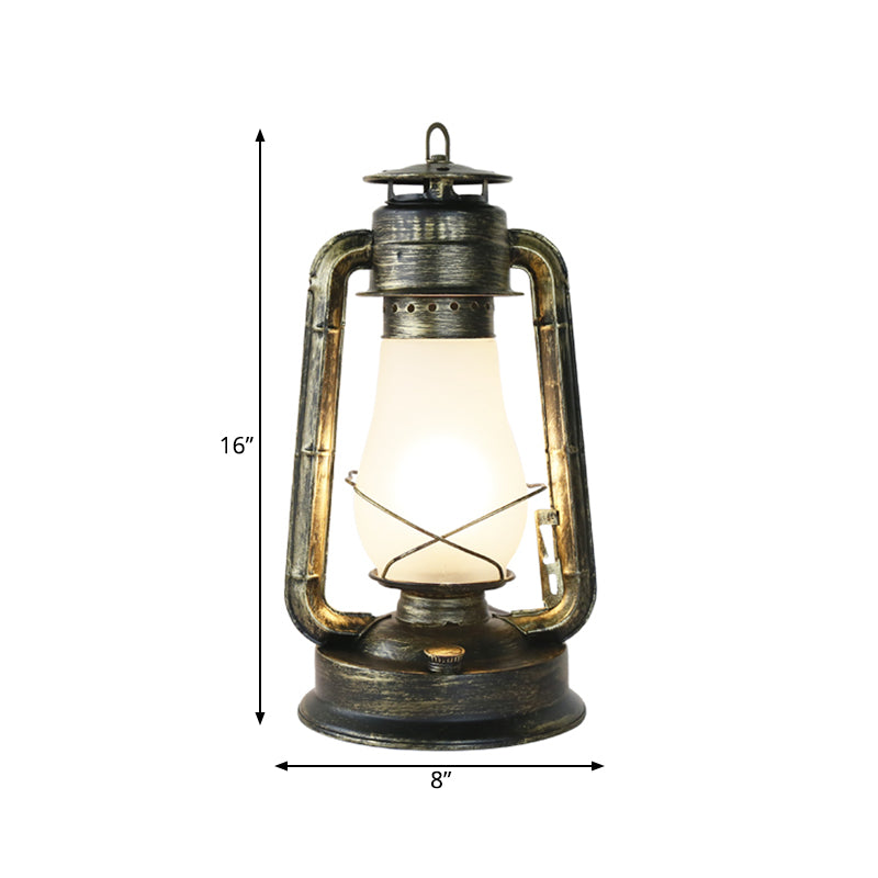 Lampada da tavolo da letto cherosene Stile costiero vetro opale 1 luci di ottone Finitura in metallo illuminazione da scrivania in metallo