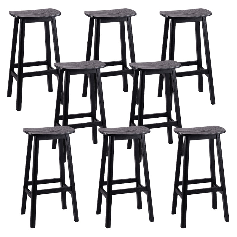 Solid Wood Barstool Contemporary Style Saddle Seat Armless Stool