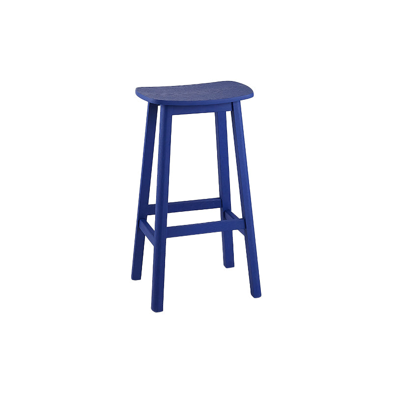 Solid Wood Barstool Contemporary Style Saddle Seat Armless Stool