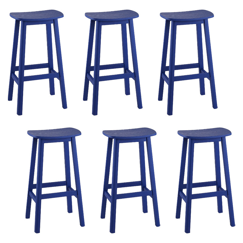 Solid Wood Barstool Contemporary Style Saddle Seat Armless Stool