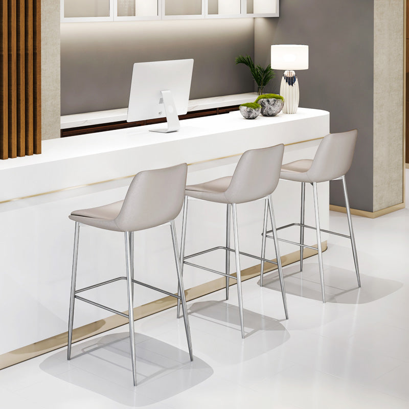 Indoor Faux Leather Bar Chair Contemporary Metal Legs Bar Stools