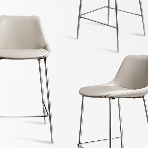 Indoor Faux Leather Bar Chair Contemporary Metal Legs Bar Stools
