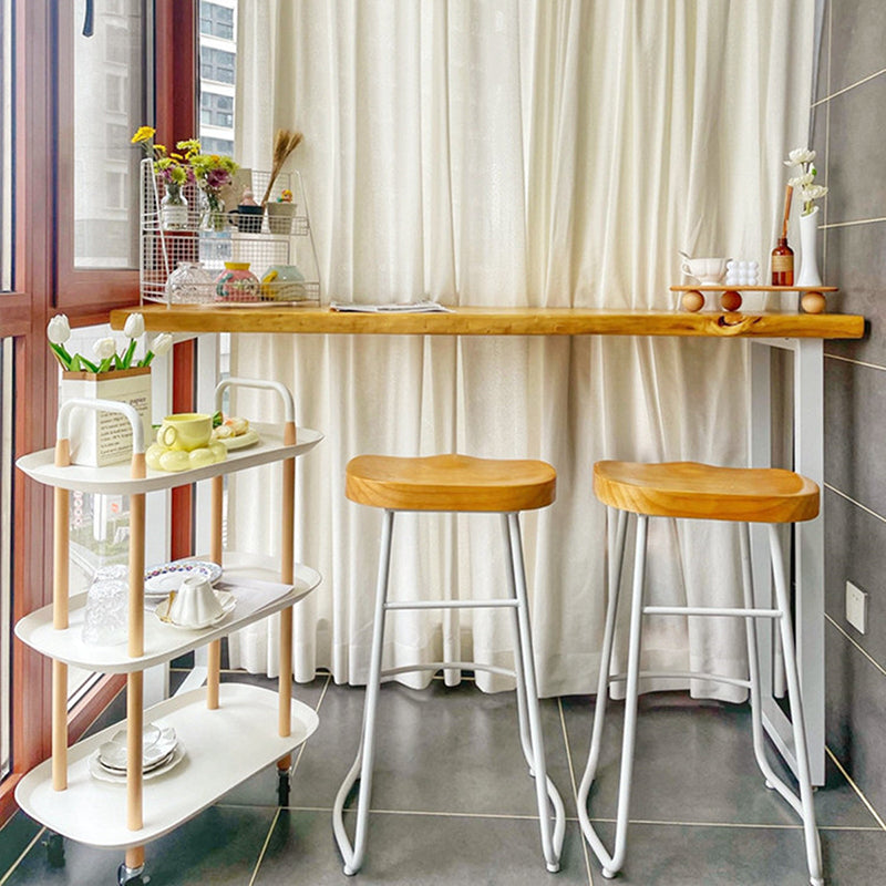 Contemporary Indoor Bar Dining Table Rectangle Wood Top Bar Table