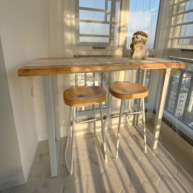 Contemporary Indoor Bar Dining Table Rectangle Wood Top Bar Table