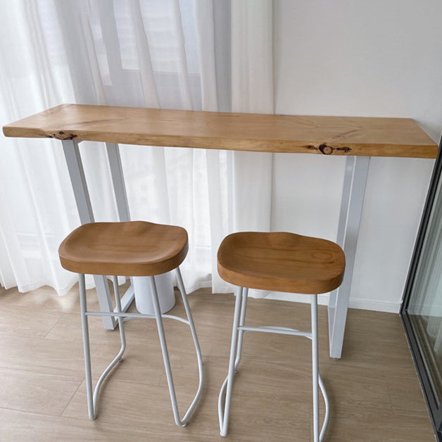 Contemporary Indoor Bar Dining Table Rectangle Wood Top Bar Table