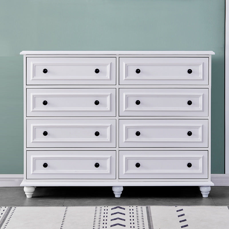 Contemporary Engineered Wood Storage Chest Home Chest in White with Drawers