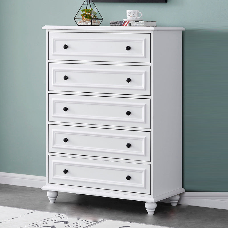 Contemporary Engineered Wood Storage Chest Home Chest in White with Drawers