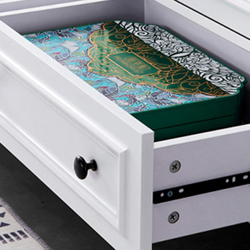 Contemporary Engineered Wood Storage Chest Home Chest in White with Drawers