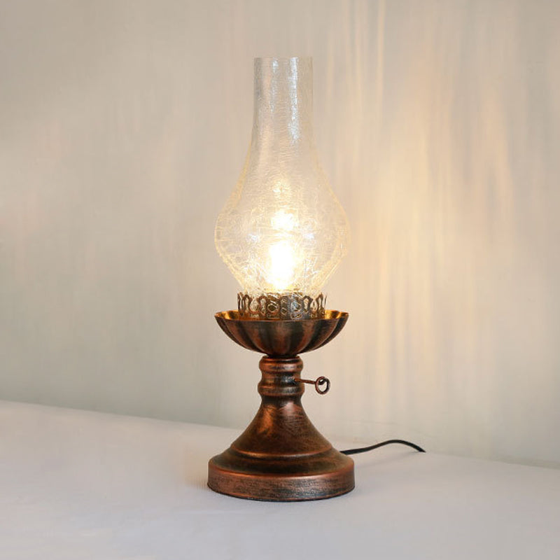 1 Lampada da tavolo in vetro giallo chiaro/trasparente di vetro industriale Finitura di rame Vaso da camera da letto Accampella